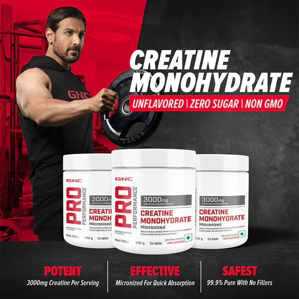 GNC Pro Performance Creatine Monohydrate, (Unflavoured, 250 gm