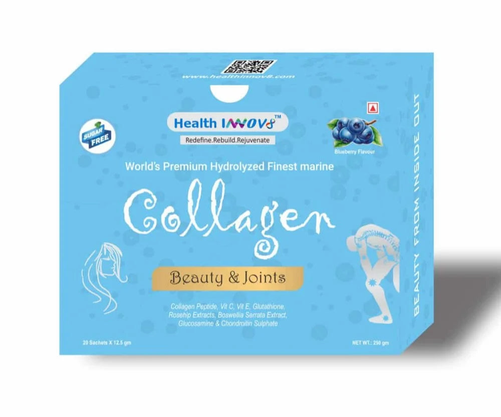 Health Innov8 Hydrolyzed Marine Collagen( 250gm )20 Sachet (Blueberry)