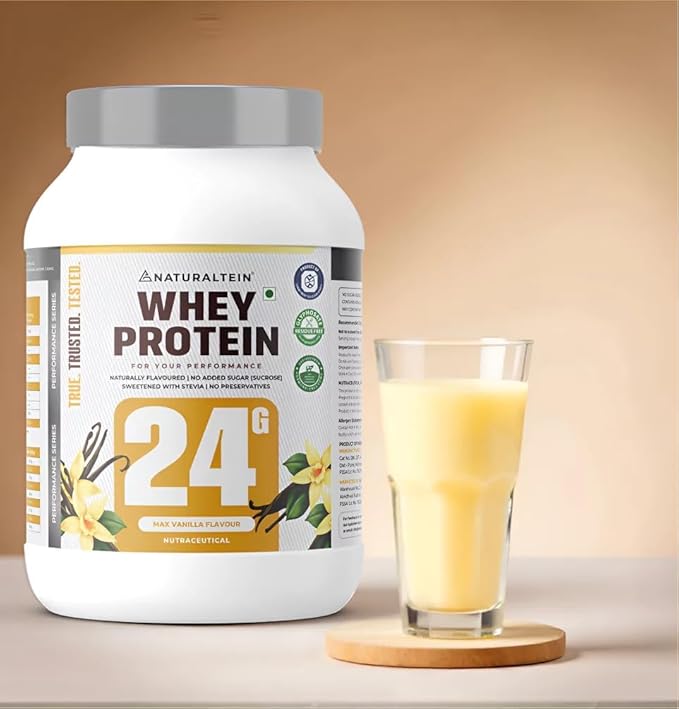 NATURALTEIN Natural Whey Protein 1 kg | Max Chocolate 24g | 24g Protein Per Serving | No Added Sugar | Sweetened with Stevia | Non-GMO | Soy-Free | Gluten-Free | Super Mixability | 100% Natural
