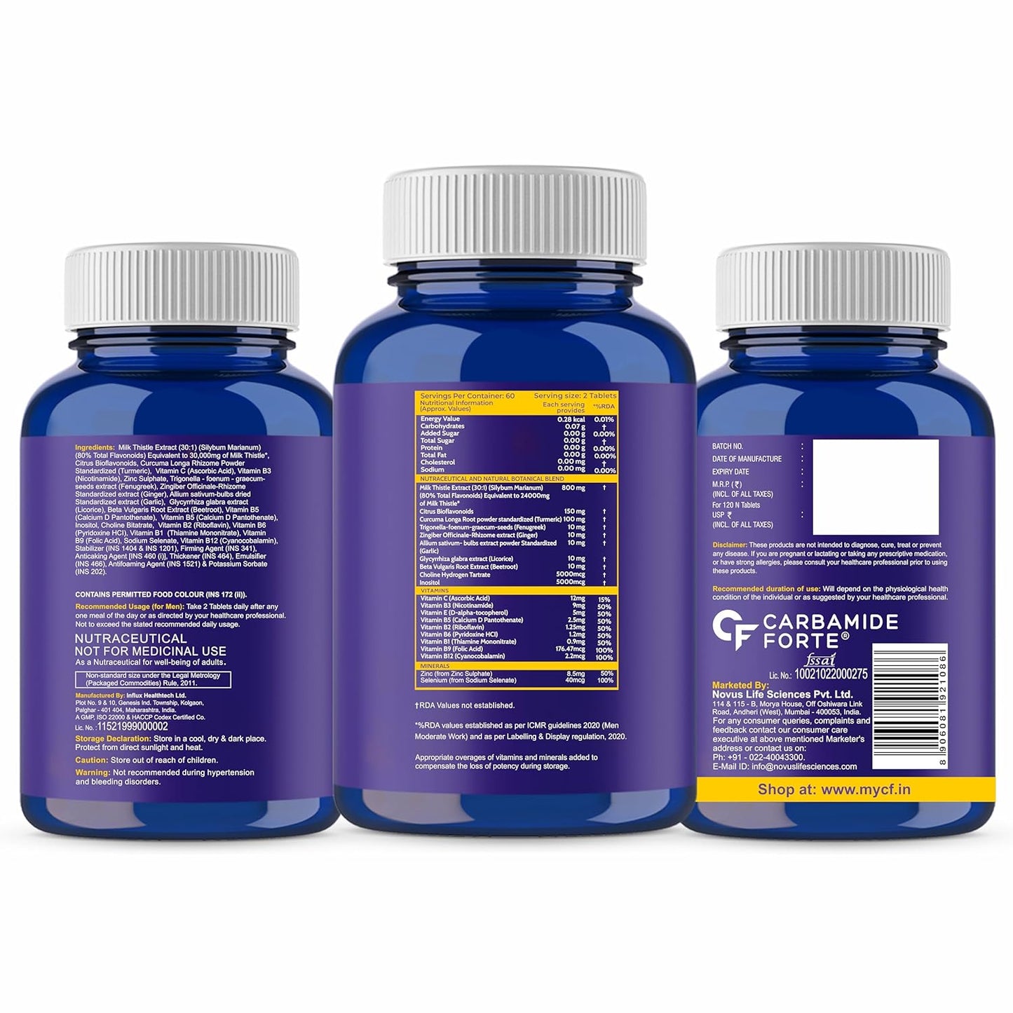 Carbamide Forte Liver Detox Supplement with Milk Thistle | 800mg Milk Thistle Extract (30:1) | Liver Detox Tablets with Added Multivitamins & Amino Acids β 120 Veg Tablets