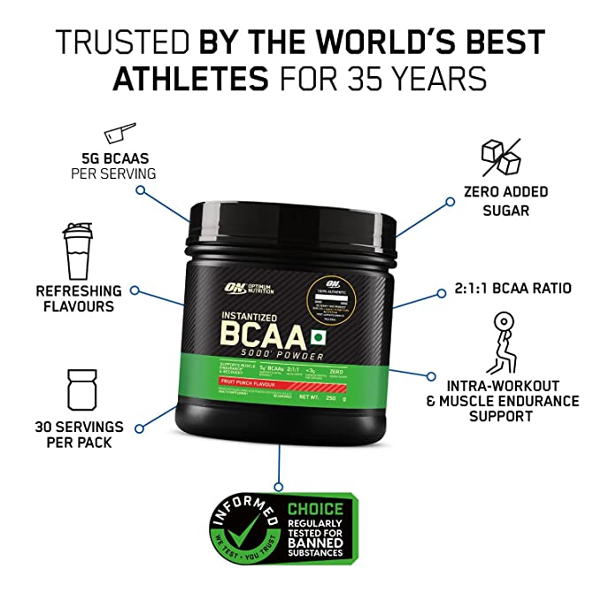 Optimum Nutrition BCAA (250gm, Fruit Punch)