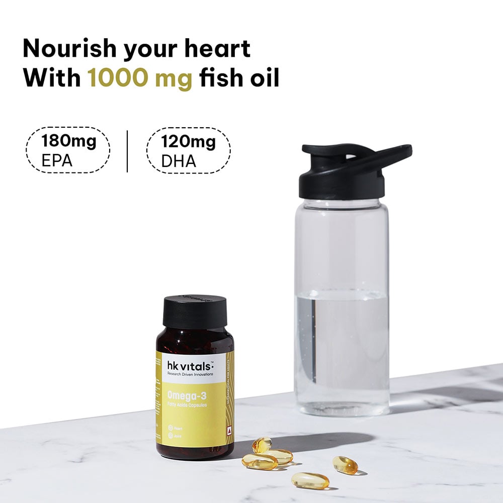 HealthKart HK Vitals Omega 3 1000mg with 180mg EPA and 120mg DHA, 90 capsules