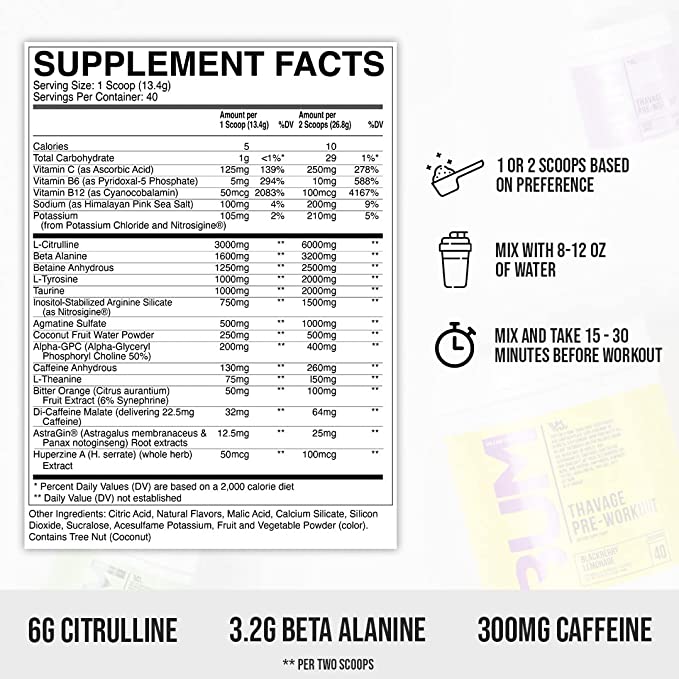 RAW Pre Workout Powder, Thavage