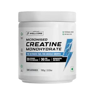 Wellcore Micronised Creatine Monohydrate,100% Pure Creatine (100 g, Unflavored)