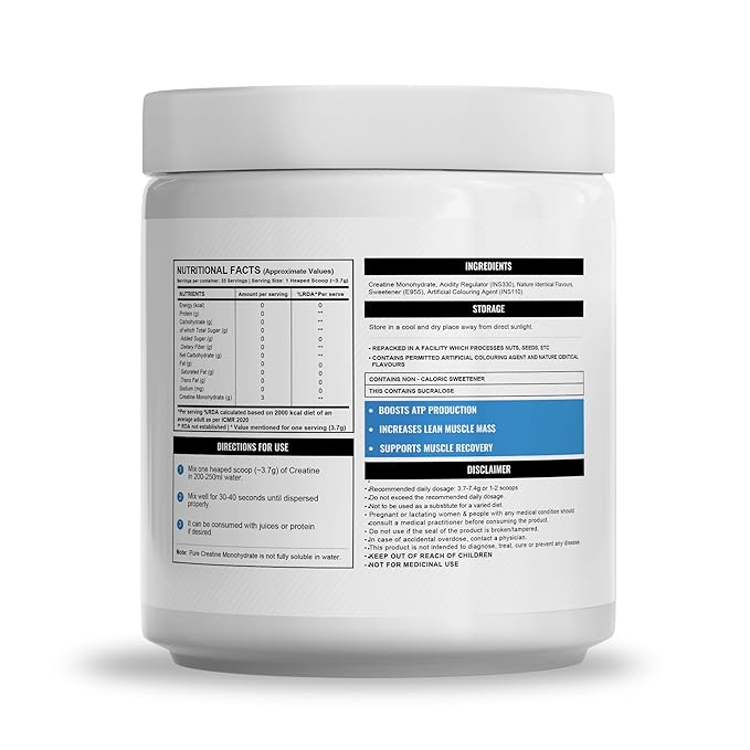 Wellcore - Pure Micronised Creatine Monohydrate (122G.33 Servings) | Rapid Absorption | Enhanced Muscle strength & Power, Powder, 1 count