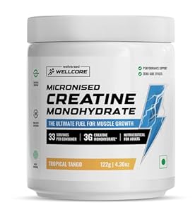 Wellcore - Pure Micronised Creatine Monohydrate (122G.33 Servings) | Rapid Absorption | Enhanced Muscle strength & Power, Powder, 1 count