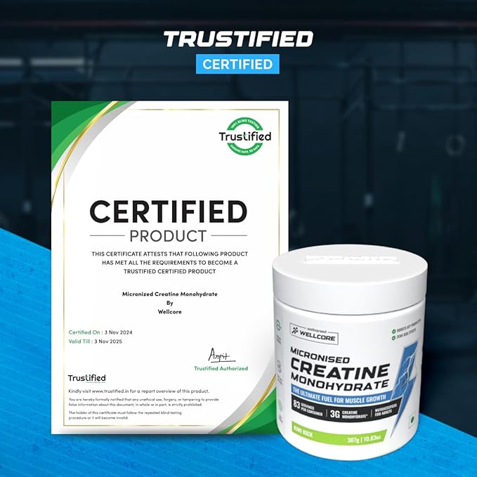 Wellcore - Pure Micronised Creatine Monohydrate | (307g, 83 Servings) | Rapid Absorption | Enhanced Muscle Strength & Power | Fast Recovery | Increased Muscle Mass