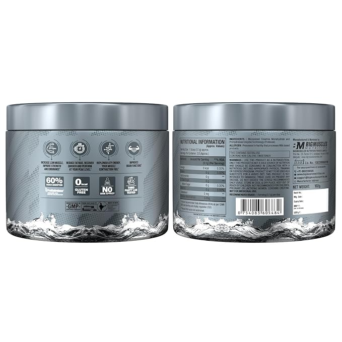 Bigmuscles Nutrition Creatine Powder [100 Grams, 33 Servings] | Micronized Creatine Monohydrate to Support Lean Muscle Repair & Recovery | Increase Strength and Athletic Performance