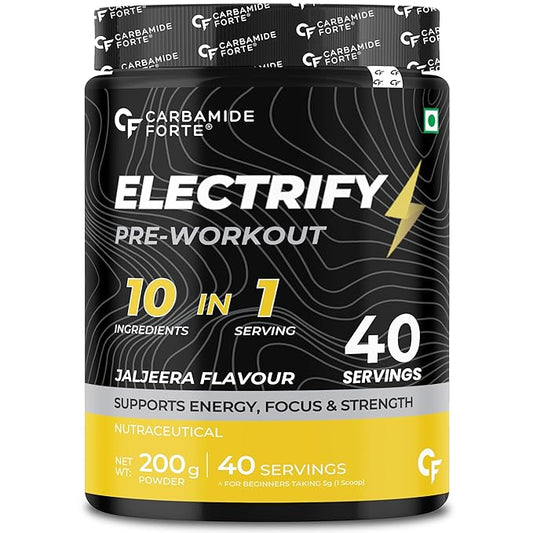 Carbamide Forte Pre Workout Powder | Pre Workout Supplement for Men and Women | Preworkout Supplement with Taurine & Creatine Monohydrate for Energy, Focus & Strength | 40 Servings - 200g