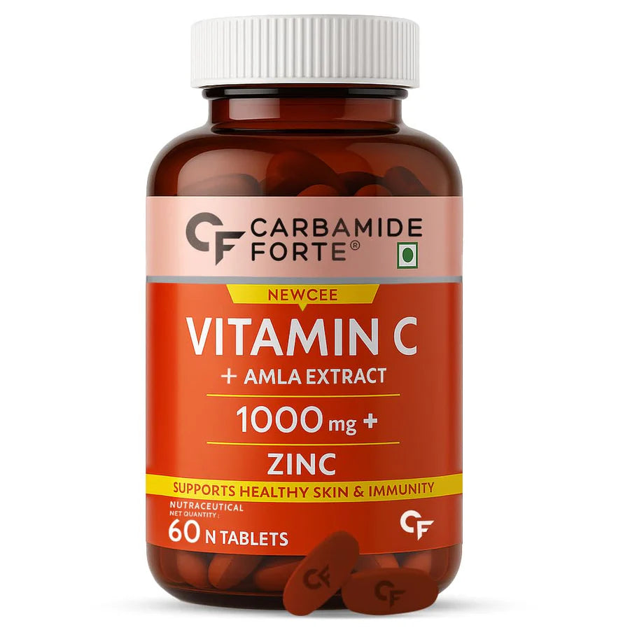 Carbamide Forte Natural Vitamin C Supplements Amla Extract With Zinc For Immunity & Skincare | Vitamin C Tablets | Vitamin C Supplements - 60 Tablets