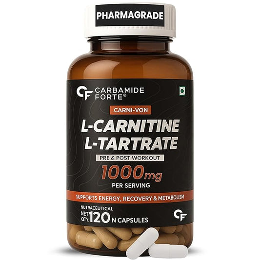 CF Carbamide Forte L Carnitine Supplement 1000mg Capsules for Men & Women | Pre Workout Supplement -Veg Capsules 120 Count