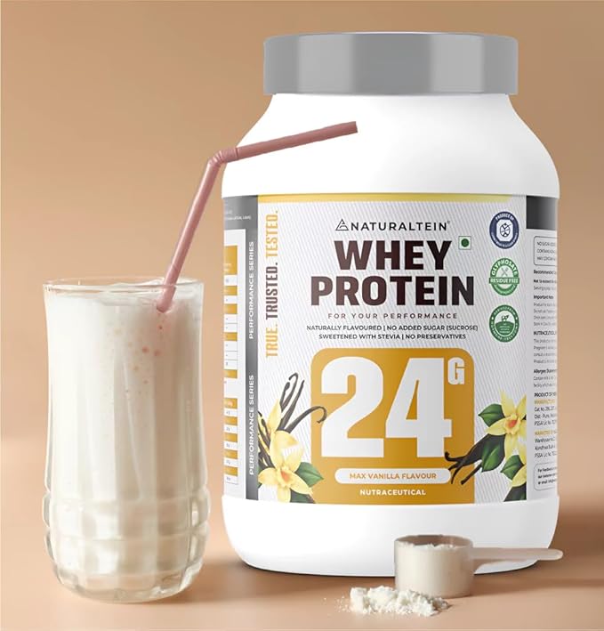 NATURALTEIN Natural Whey Protein 1 kg | Max Chocolate 24g | 24g Protein Per Serving | No Added Sugar | Sweetened with Stevia | Non-GMO | Soy-Free | Gluten-Free | Super Mixability | 100% Natural