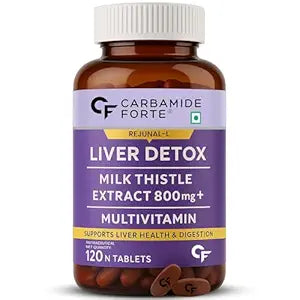 Carbamide Forte Liver Detox Supplement with Milk Thistle | 800mg Milk Thistle Extract (30:1) | Liver Detox Tablets with Added Multivitamins & Amino Acids – 120 Veg Tablets