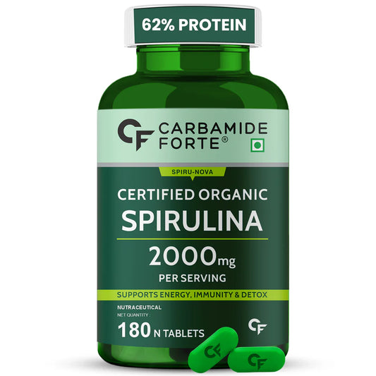 Carbamide Forte 100% Organic Spirulina Tablets 2000 mg Per Serving - Spirulina Powder Organic Tablets | Supports Energy, Immunity & Detox | Certified Spirulina Tablet - 180 Tablets
