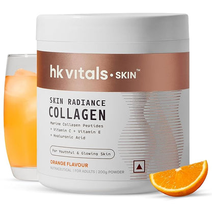 HK Vitals Skin Radiance Collagen Powder, Marine Collagen (Mango, 200 g), Collagen Supplements for Women & Men with Biotin, Vitamin C, E, Sodium Hyaluronate, for Healthy Skin, Hair & Nails