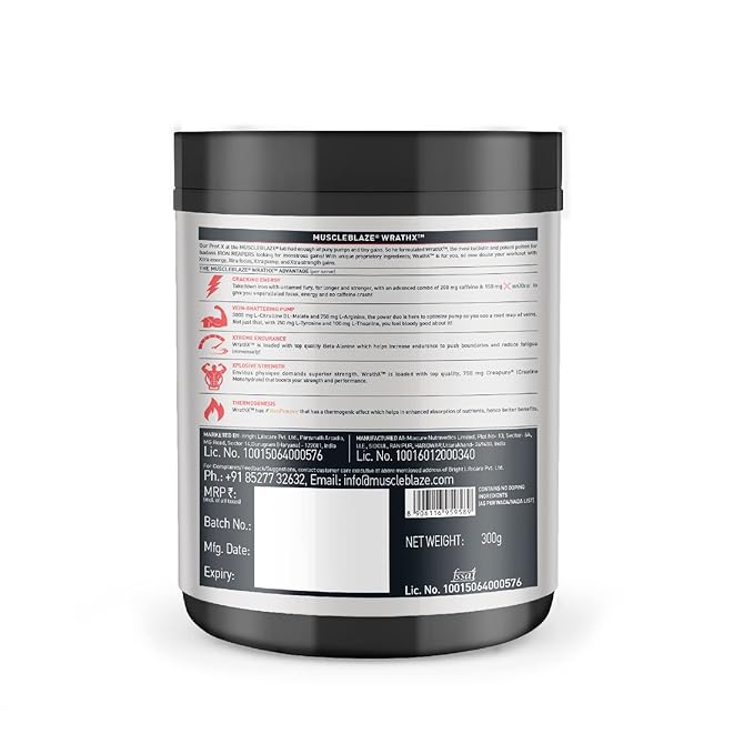 MuscleBlaze Pre Workout WrathX, 500 g