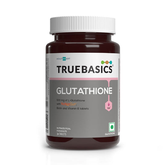 H.k TrueBasics Glutathione (30 Tablets) | With Nutroxsun, Biotin & Vitamin E | For Healthy & Youthful Skin