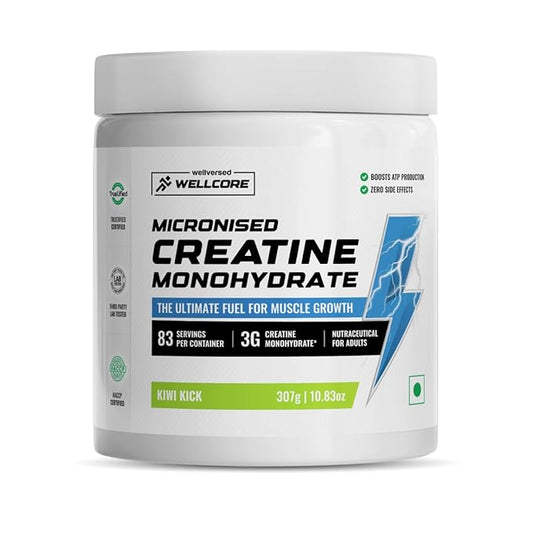 Wellcore - Pure Micronised Creatine Monohydrate | (307g, 83 Servings) | Rapid Absorption | Enhanced Muscle Strength & Power | Fast Recovery | Increased Muscle Mass
