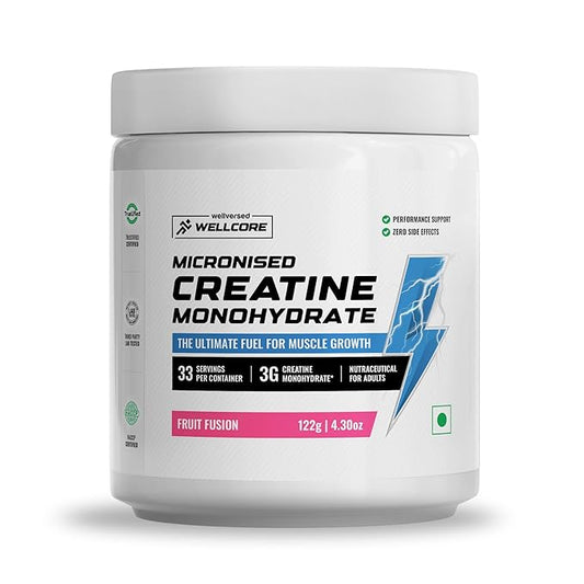 Wellcore - Pure Micronised Creatine Monohydrate (122G.33 Servings) | Rapid Absorption | Enhanced Muscle strength & Power, Powder, 1 count