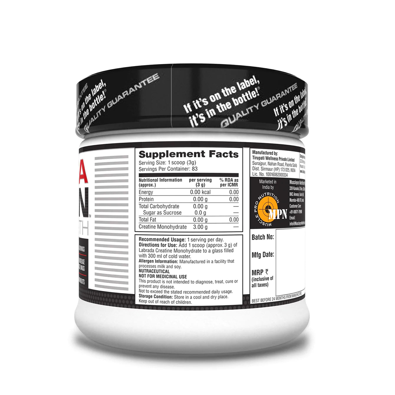 LABRADA CREALEAN STRENGTH CREATINE POWDER