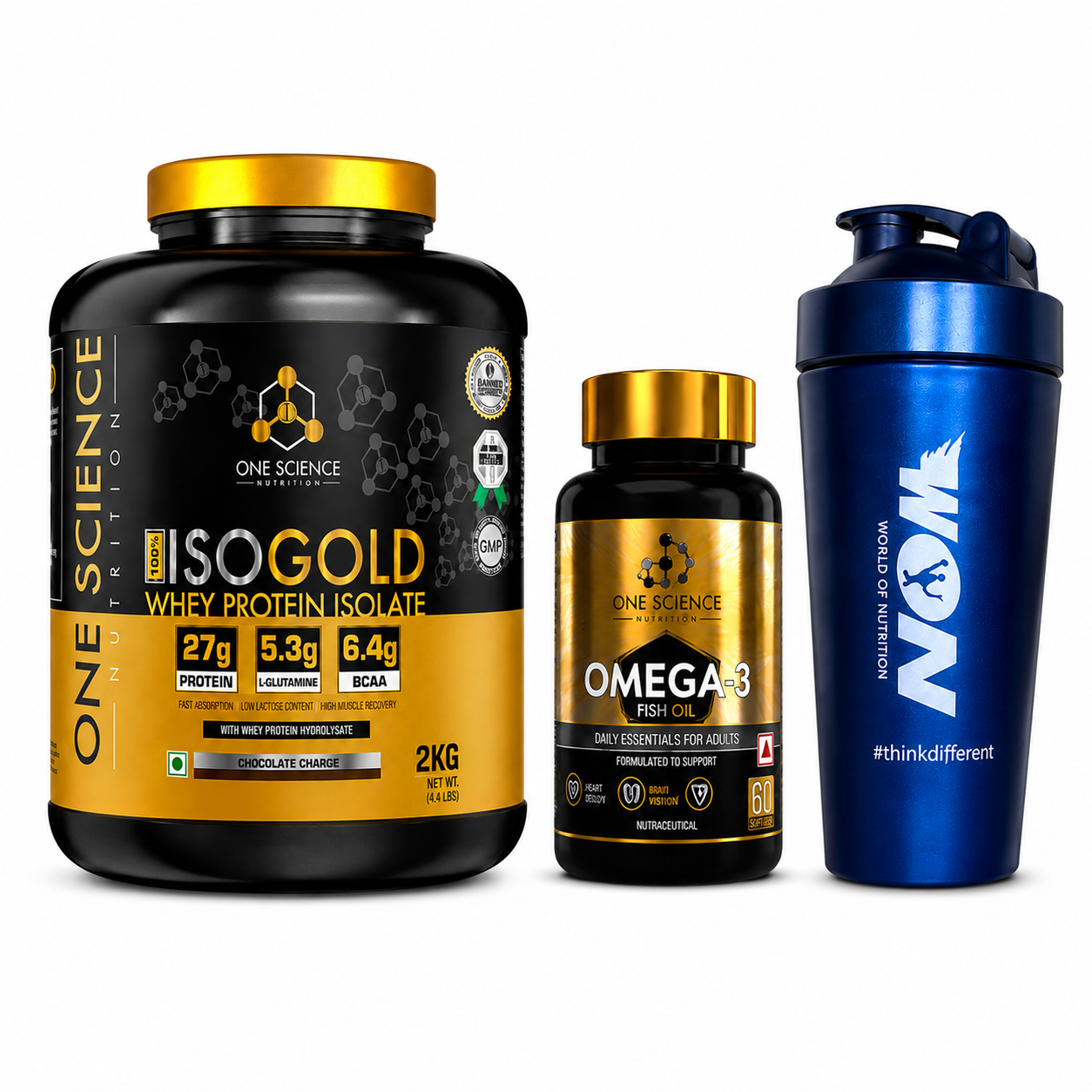 One Science ISO Gold 2kg + Free One Science Fish Oil + Free Shaker