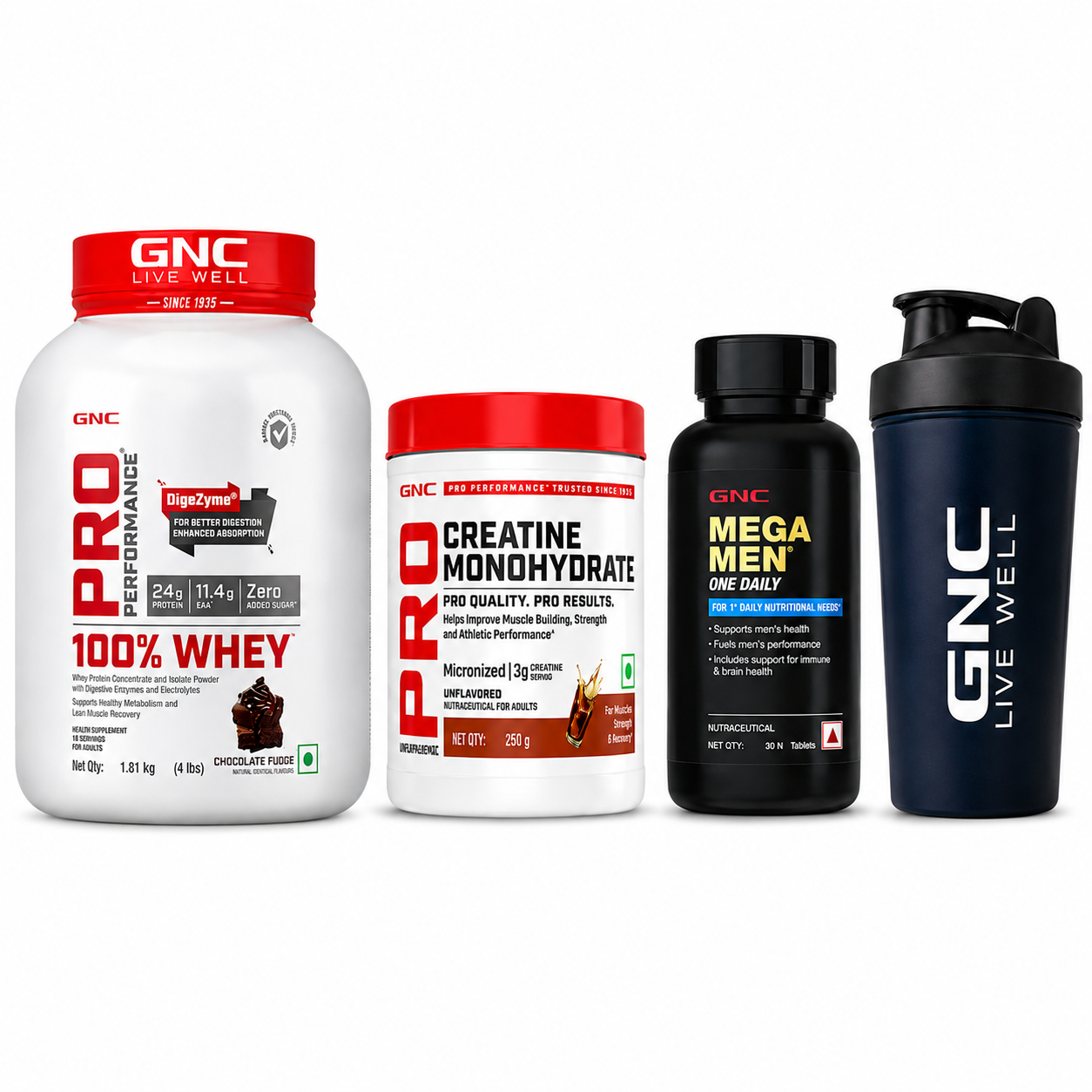 GNC Whey Protein 2kg + Free GNC Creatine + Free GNC Mega Men + Free Shaker